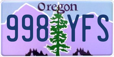 OR license plate 998YFS