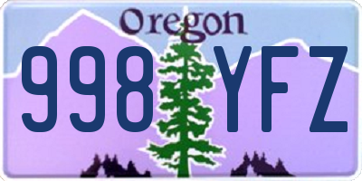 OR license plate 998YFZ