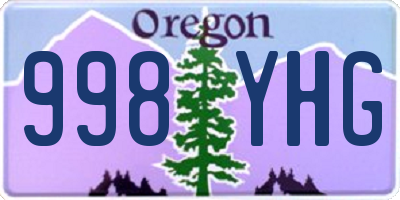 OR license plate 998YHG