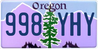 OR license plate 998YHY