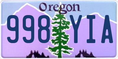 OR license plate 998YIA