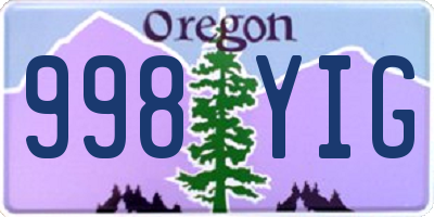 OR license plate 998YIG