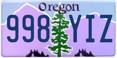 OR license plate 998YIZ