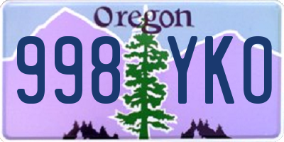 OR license plate 998YKO