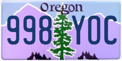 OR license plate 998YOC