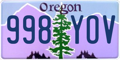 OR license plate 998YOV