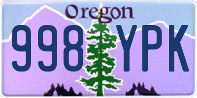 OR license plate 998YPK