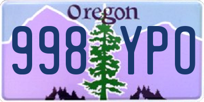 OR license plate 998YPO