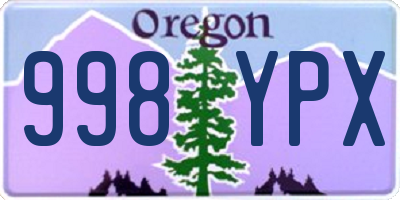 OR license plate 998YPX