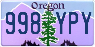 OR license plate 998YPY