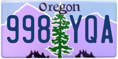 OR license plate 998YQA
