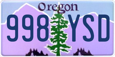 OR license plate 998YSD