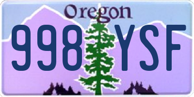 OR license plate 998YSF