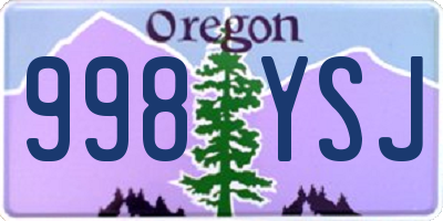 OR license plate 998YSJ