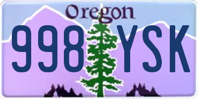 OR license plate 998YSK