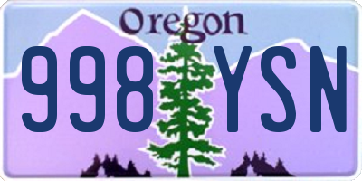 OR license plate 998YSN