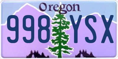 OR license plate 998YSX