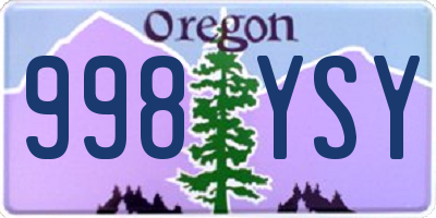 OR license plate 998YSY