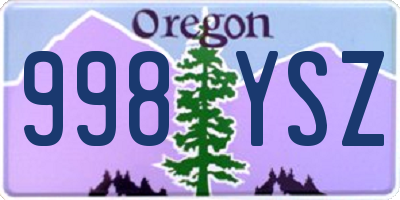 OR license plate 998YSZ