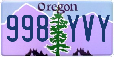 OR license plate 998YVY