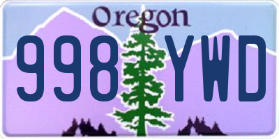 OR license plate 998YWD