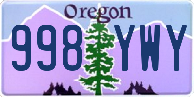 OR license plate 998YWY