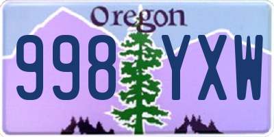 OR license plate 998YXW