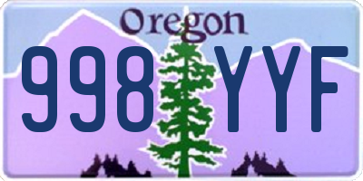 OR license plate 998YYF