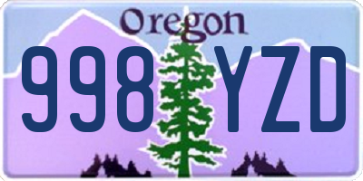 OR license plate 998YZD