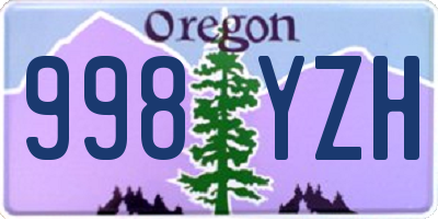 OR license plate 998YZH