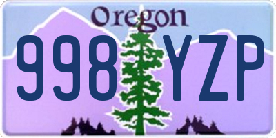 OR license plate 998YZP