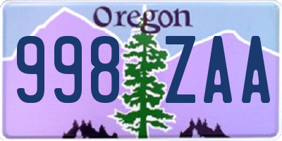 OR license plate 998ZAA