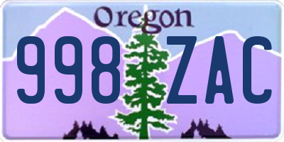 OR license plate 998ZAC