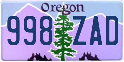 OR license plate 998ZAD