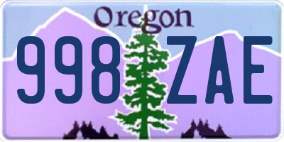 OR license plate 998ZAE