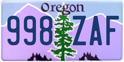 OR license plate 998ZAF