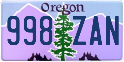 OR license plate 998ZAN