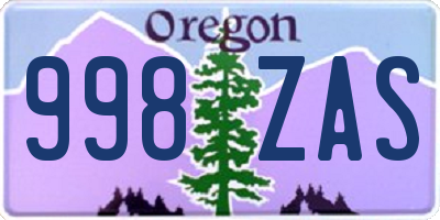 OR license plate 998ZAS