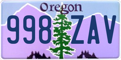 OR license plate 998ZAV