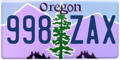 OR license plate 998ZAX