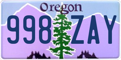 OR license plate 998ZAY