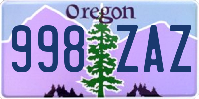 OR license plate 998ZAZ