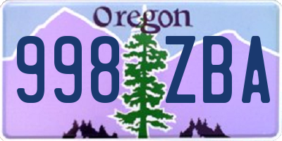 OR license plate 998ZBA