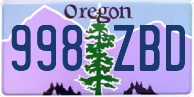 OR license plate 998ZBD
