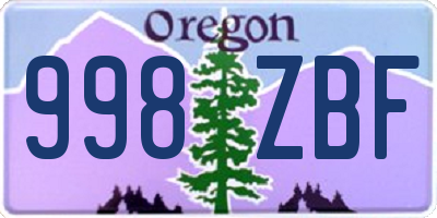 OR license plate 998ZBF