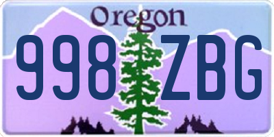 OR license plate 998ZBG