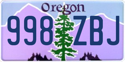 OR license plate 998ZBJ