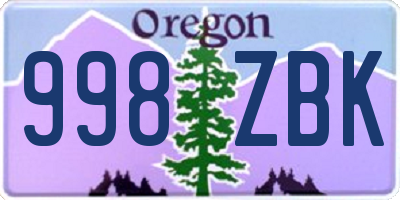 OR license plate 998ZBK