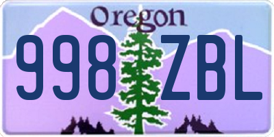 OR license plate 998ZBL