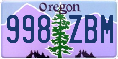 OR license plate 998ZBM